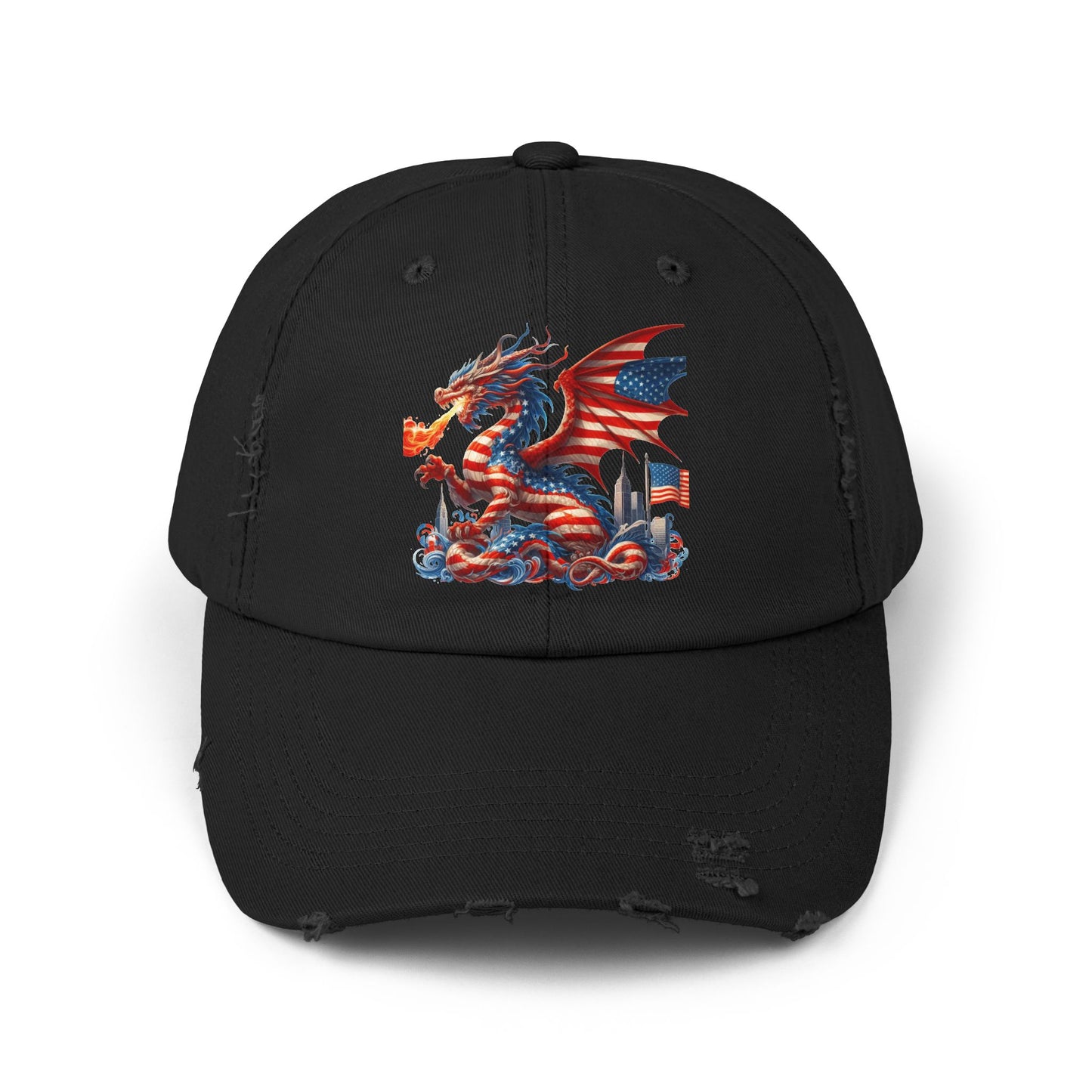 Dragon Flag Unisex Distressed Cap - Casual Streetwear Hat for Everyday Use - Great for Reptile Lovers
