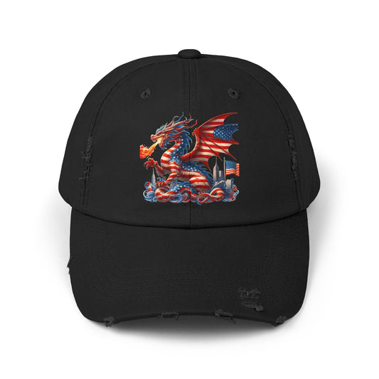 Dragon Flag Unisex Distressed Cap - Casual Streetwear Hat for Everyday Use - Great for Reptile Lovers