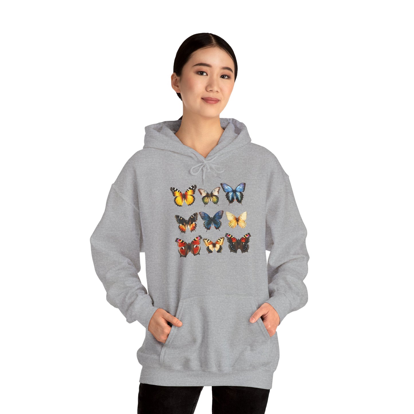 Butterflies Cozy Unisex Hooded Sweatshirt with Bold Print - Great for Insect Lovers