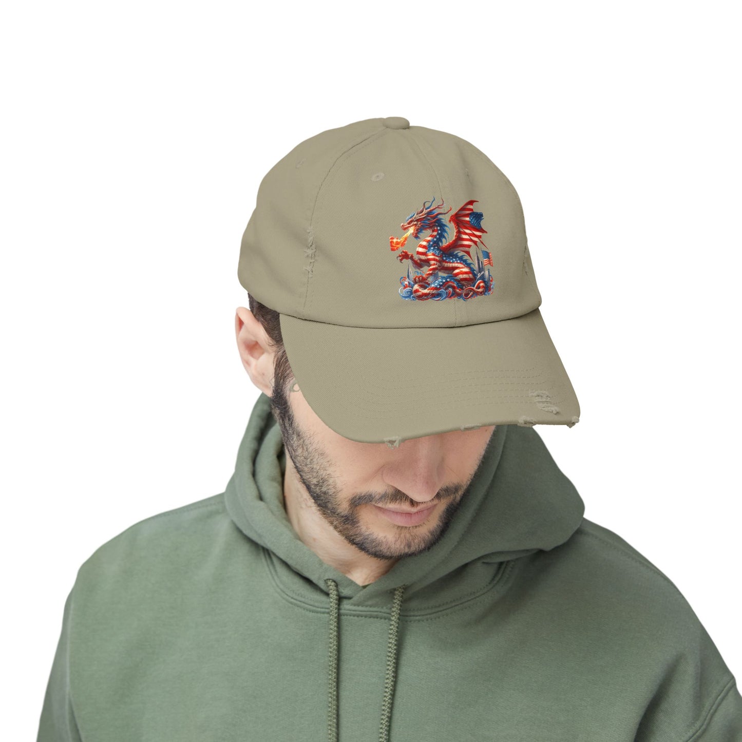 Dragon Flag Unisex Distressed Cap - Casual Streetwear Hat for Everyday Use - Great for Reptile Lovers