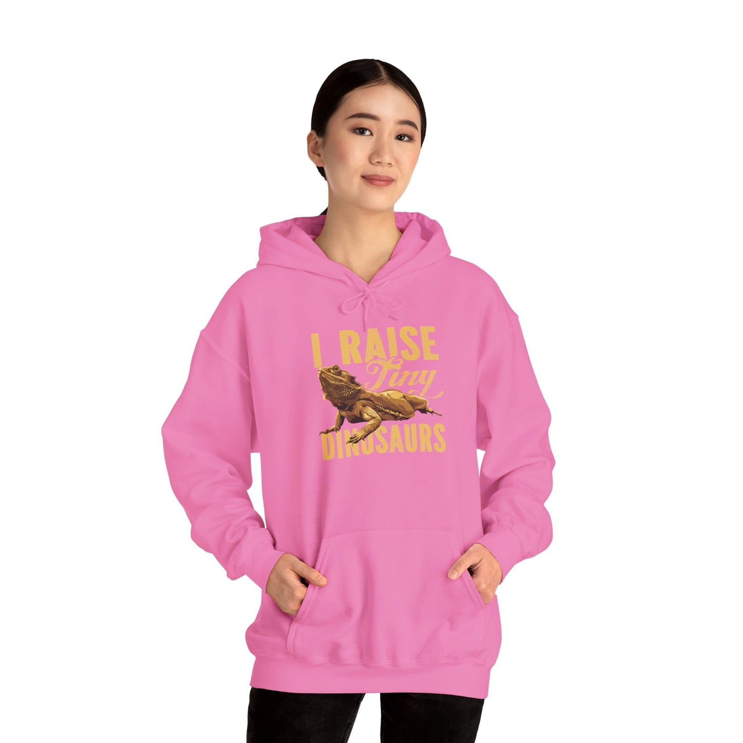 "I Raise Tiny Dinosaurs" Cozy Unisex Hooded Sweatshirt with Bold Print - Great for Reptile Lovers