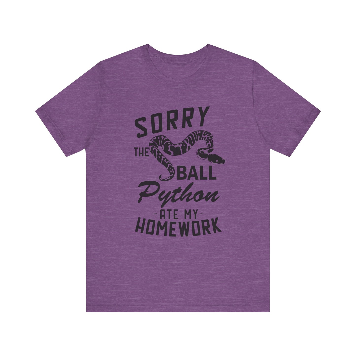 "The Ball Python Ate My Homework" Unisex Jersey Tee - Casual Everyday Wear - Great for Reptile Lovers