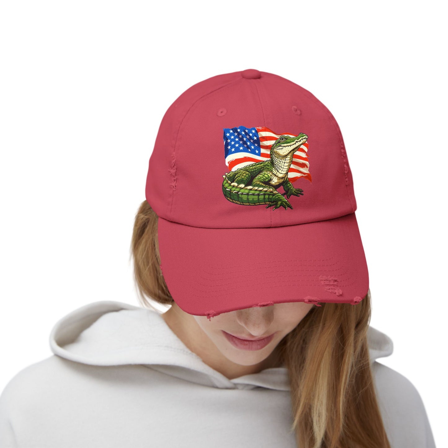 Gator Flag Unisex Distressed Cap - Casual Streetwear Hat for Everyday Use - Great for Reptile Lovers
