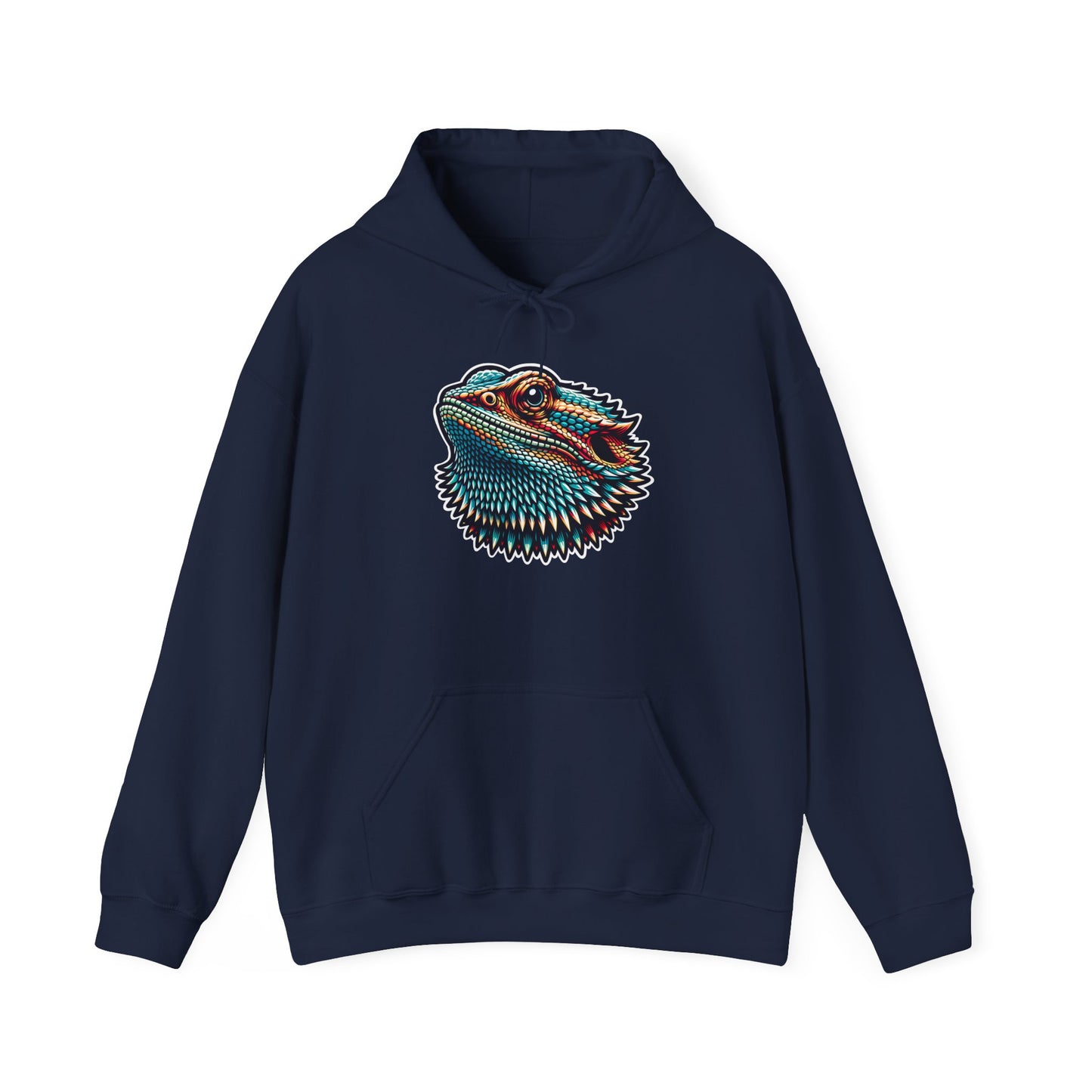 Beardie Head Unisex Hooded Sweatshirt with Bold Print - Great for Reptile Lovers