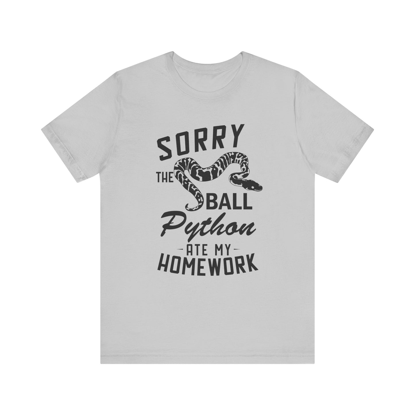 "The Ball Python Ate My Homework" Unisex Jersey Tee - Casual Everyday Wear - Great for Reptile Lovers