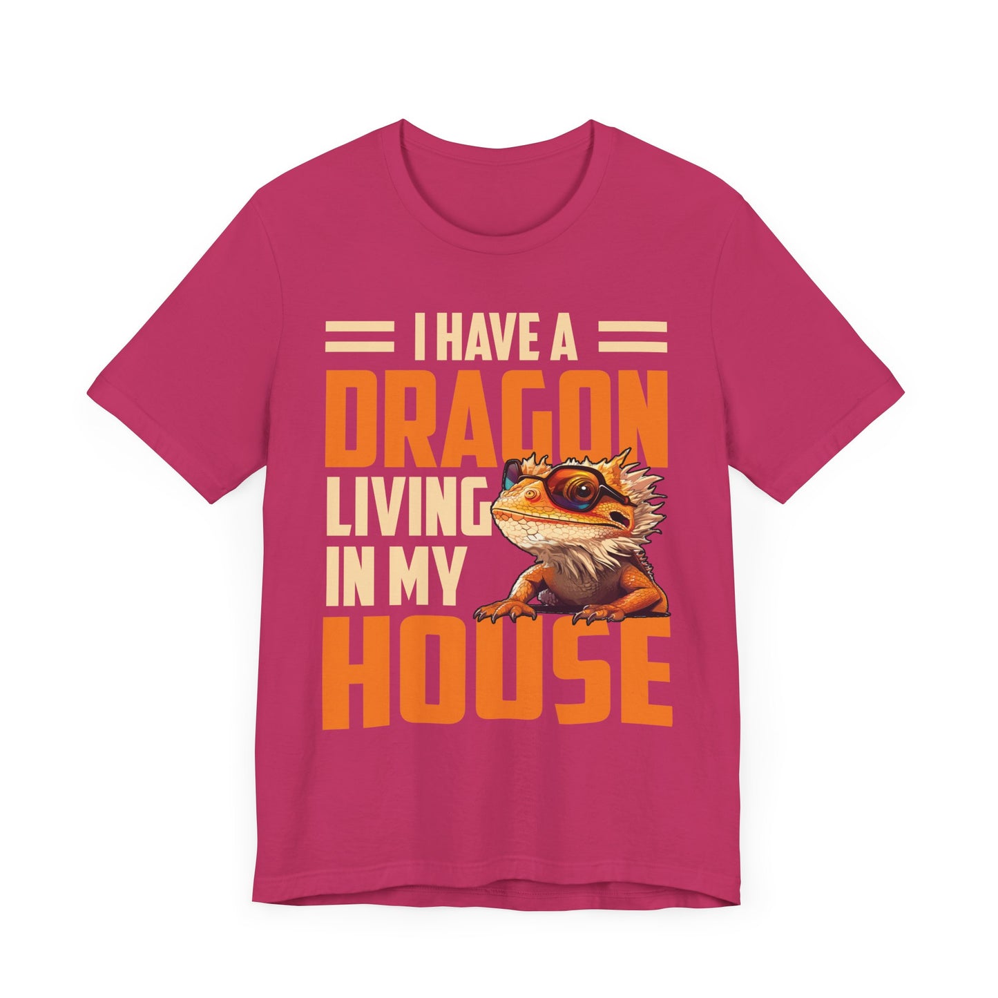 "I Have a Dragon Living in My House" Print Unisex Jersey Tee - Casual Everyday Wear - Great for Reptile Lovers