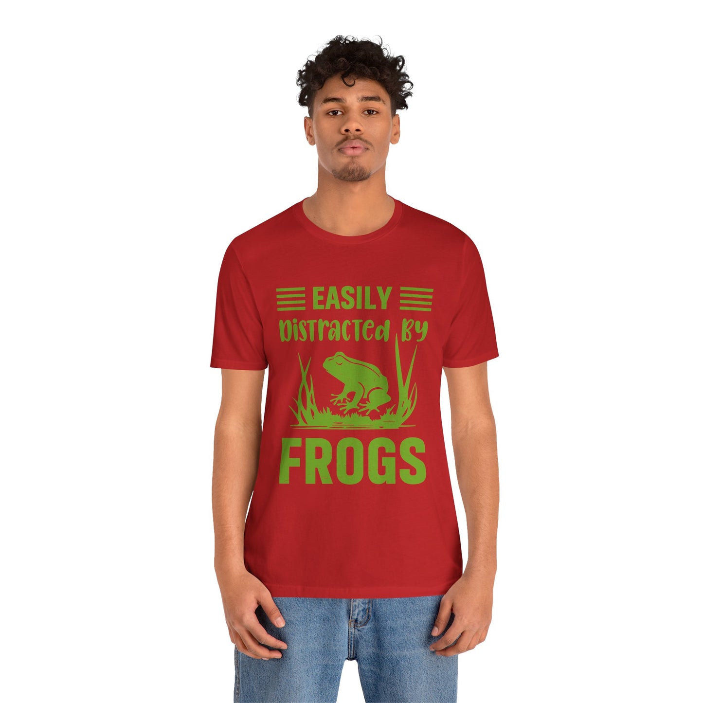"Easily Distracted by Frogs" Print Unisex Jersey Tee - Casual Everyday Wear - Great for Reptile Lovers