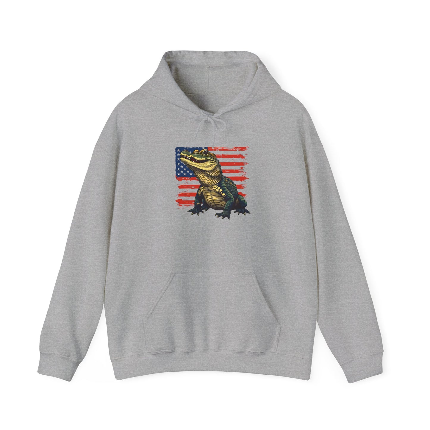 Flag Gator Cozy Unisex Hooded Sweatshirt with Bold Print - Great for Reptile Lovers