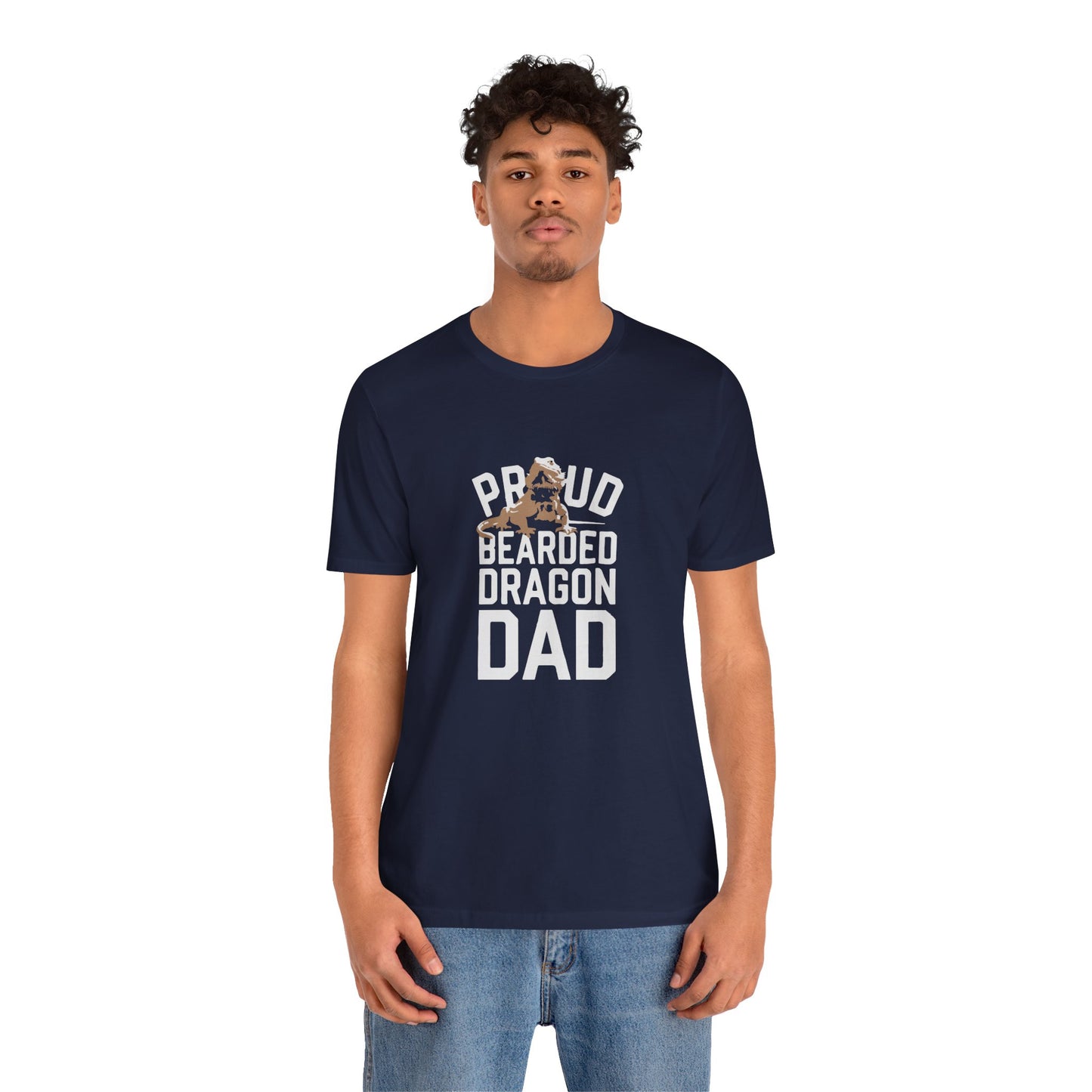 "Proud Bearded Dragon Dad" Print Unisex Jersey Tee - Casual Everyday Wear - Great for Reptile Lovers