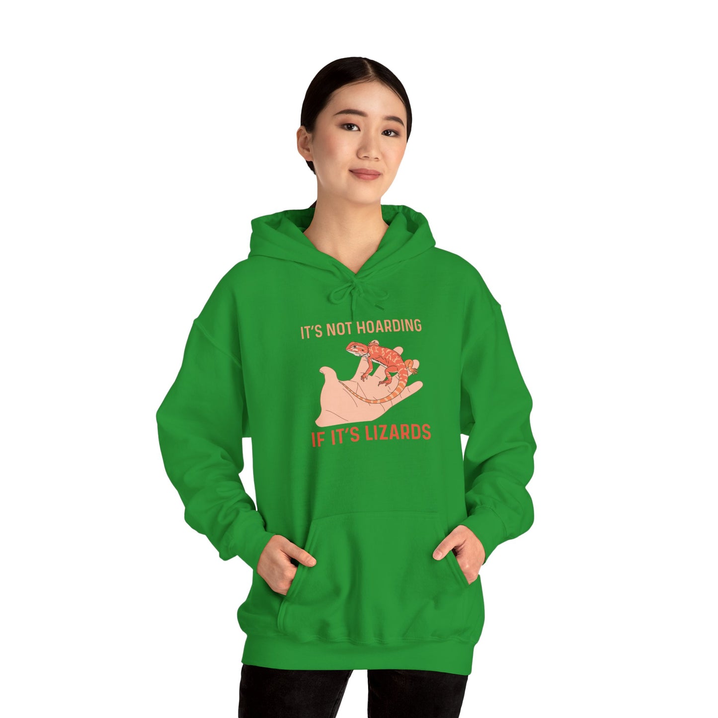 "Not Hoarding If It's Lizards"" Unisex Hooded Sweatshirt with Bold Print - Great for Reptile Lovers