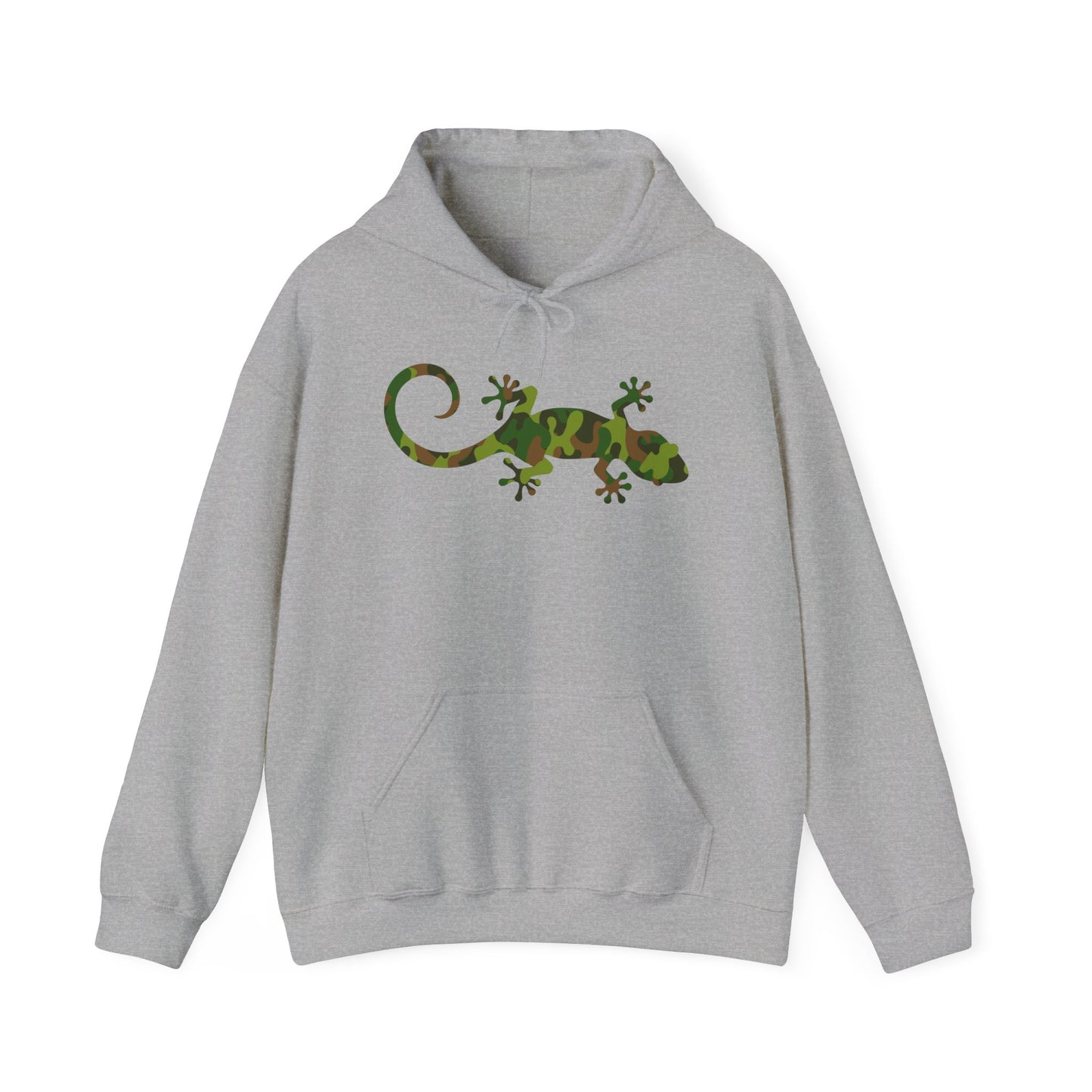 Camo Gecko Unisex Hooded Sweatshirt with Bold Print - Great for Reptile Lovers
