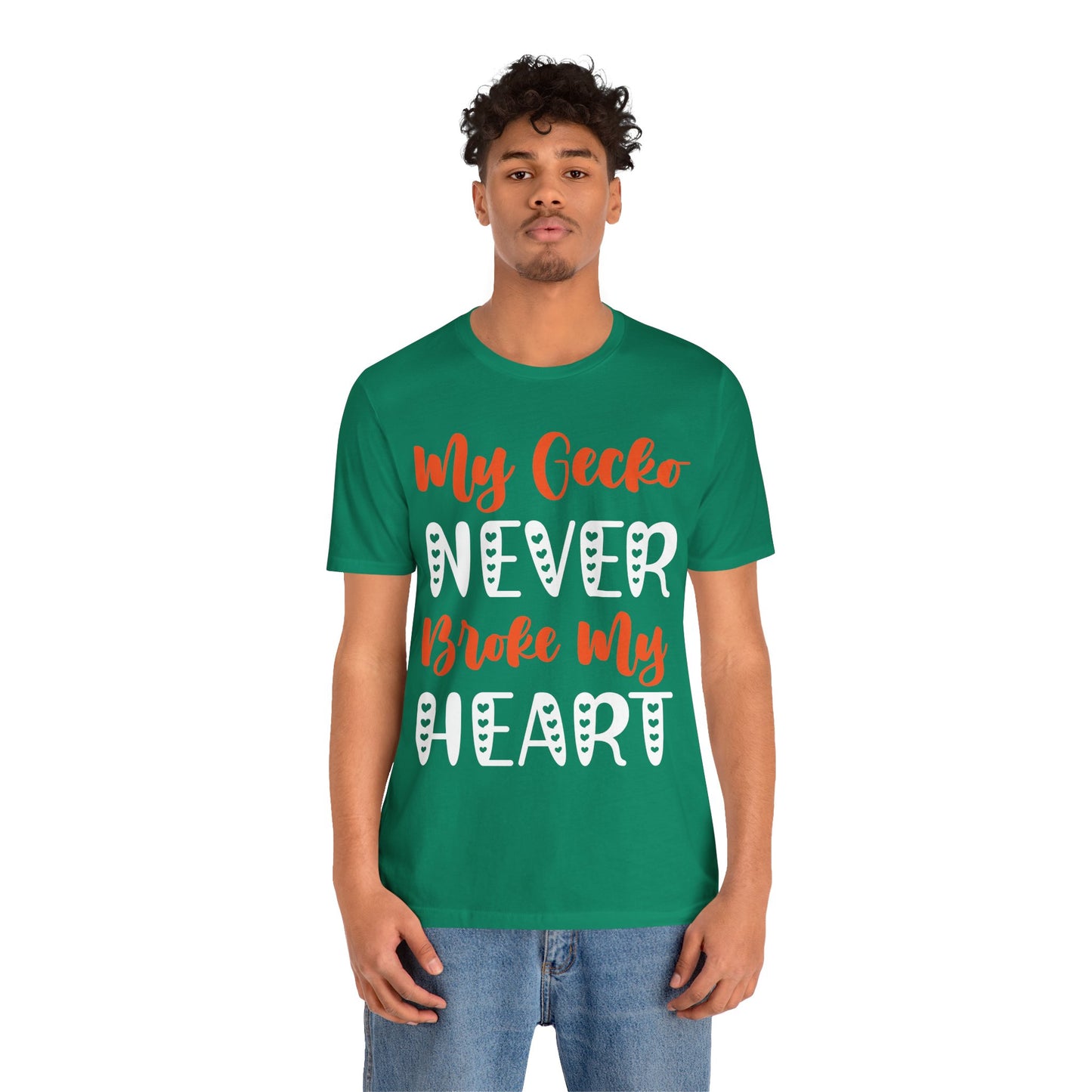 My Gecko Never Broke My Heart" Unisex Jersey Tee - Casual Everyday Wear - Great for Reptile Lovers