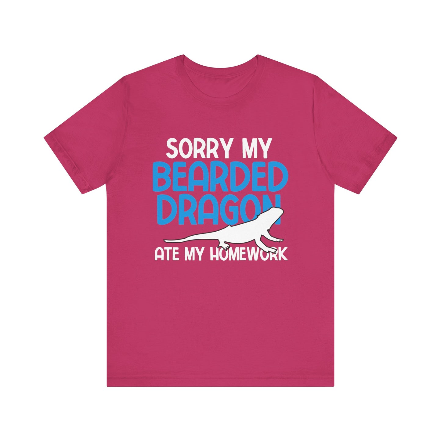 "Bearded Dragon Ate My Homework" Unisex Jersey Tee - Casual Everyday Wear - Great for Reptile Lovers