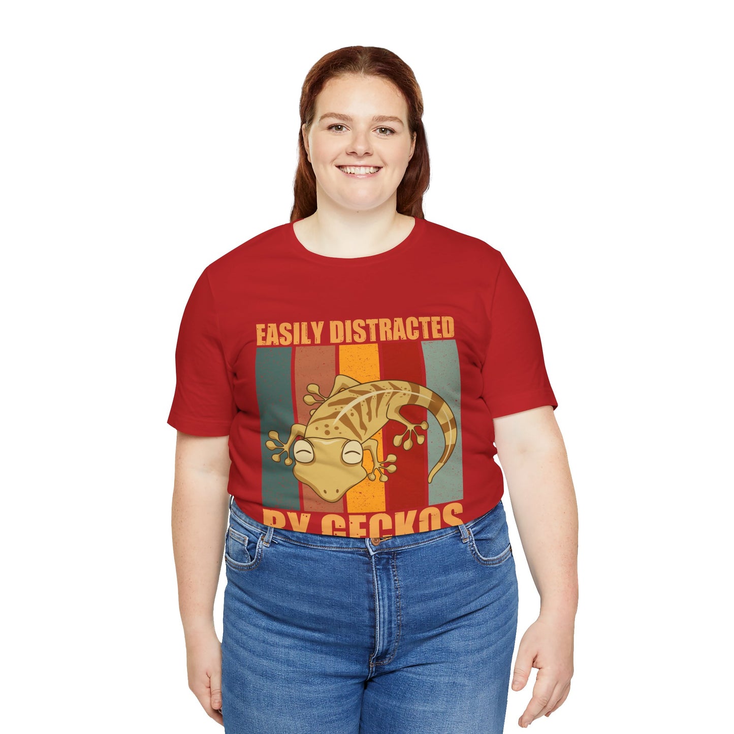 "Easily Distracted By Geckos" Unisex Jersey Tee - Casual Everyday Wear - Great for Reptile Lovers