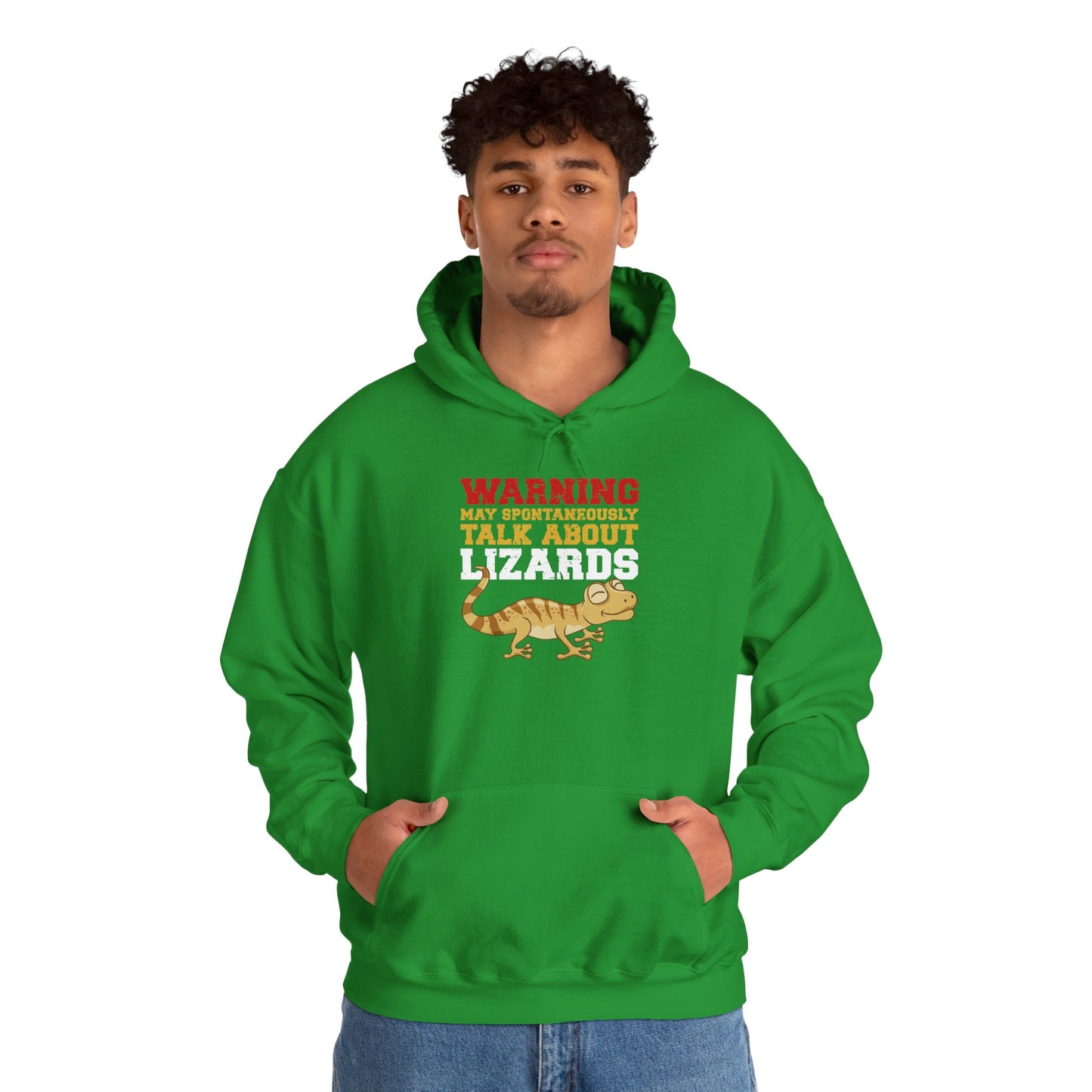"May Spontaneously Talk About Lizards" Unisex Hooded Sweatshirt with Bold Print - Great for Reptile Lovers