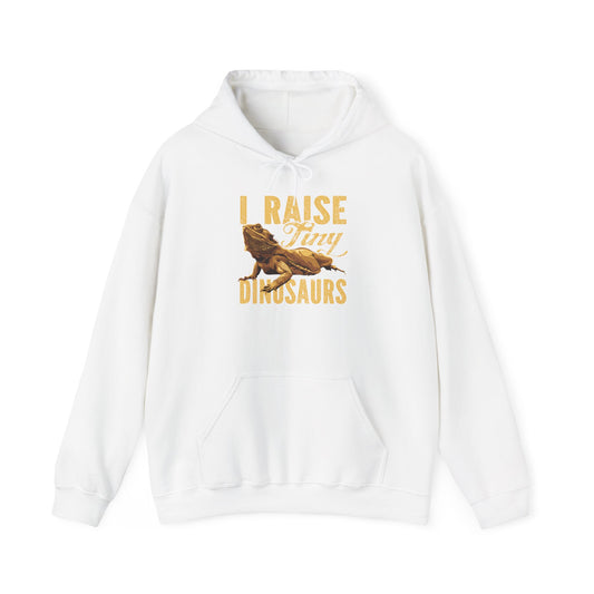 "I Raise Tiny Dinosaurs" Cozy Unisex Hooded Sweatshirt with Bold Print - Great for Reptile Lovers