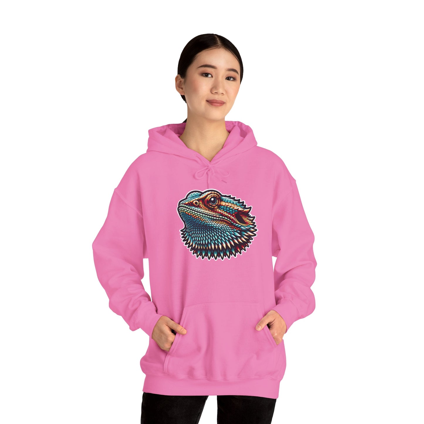 Beardie Head Unisex Hooded Sweatshirt with Bold Print - Great for Reptile Lovers