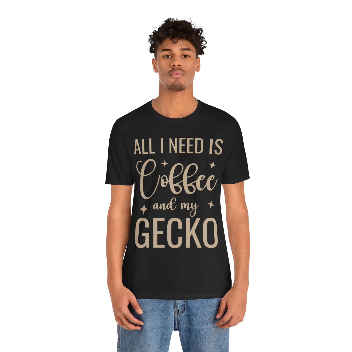 "Coffee and My Gecko" Unisex Jersey Tee - Casual Everyday Wear - Great for Reptile Lovers