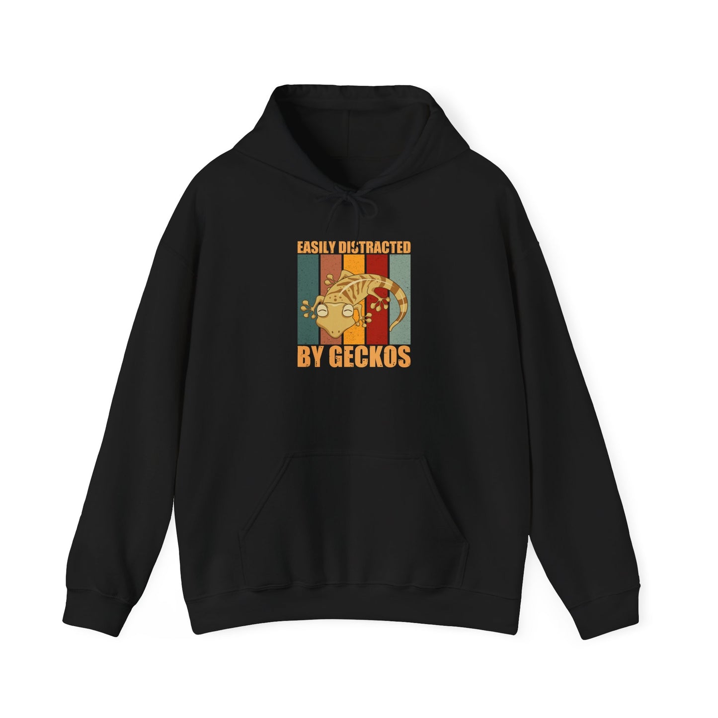 "Easily Distracted by Geckos" Unisex Hooded Sweatshirt with Bold Print - Great for Reptile Lovers
