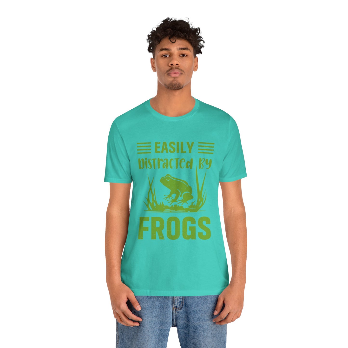 "Easily Distracted by Frogs" Print Unisex Jersey Tee - Casual Everyday Wear - Great for Reptile Lovers