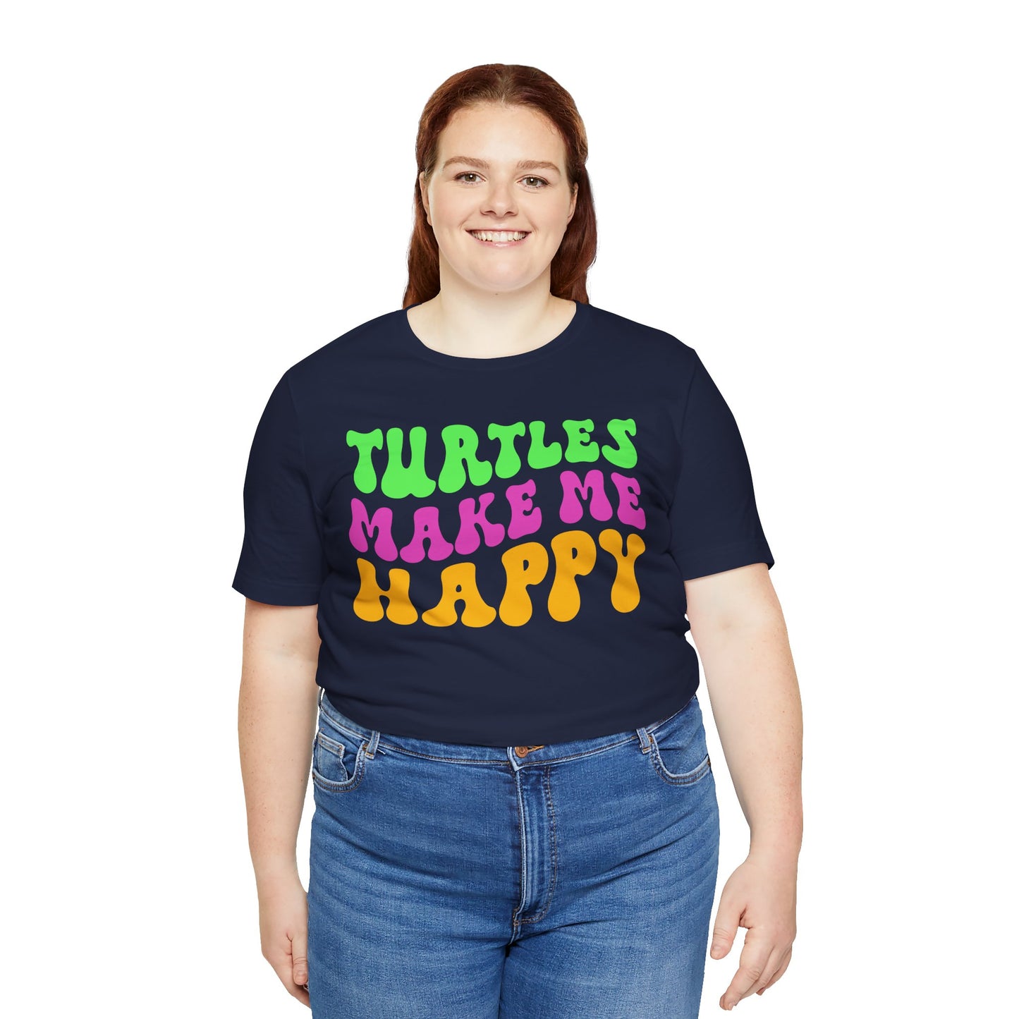 "Turtles Make Me Happy" Unisex Jersey Tee - Casual Everyday Wear - Great for Reptile Lovers