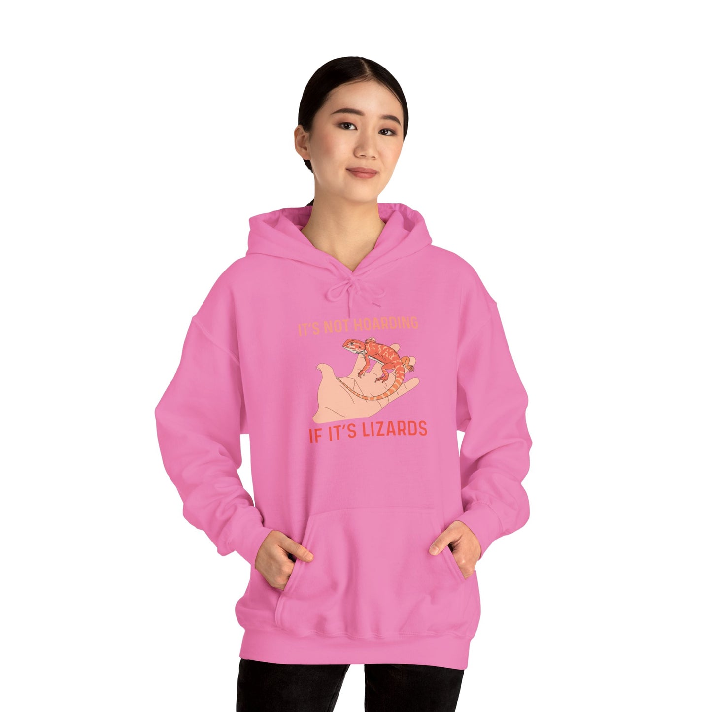 "Not Hoarding If It's Lizards"" Unisex Hooded Sweatshirt with Bold Print - Great for Reptile Lovers