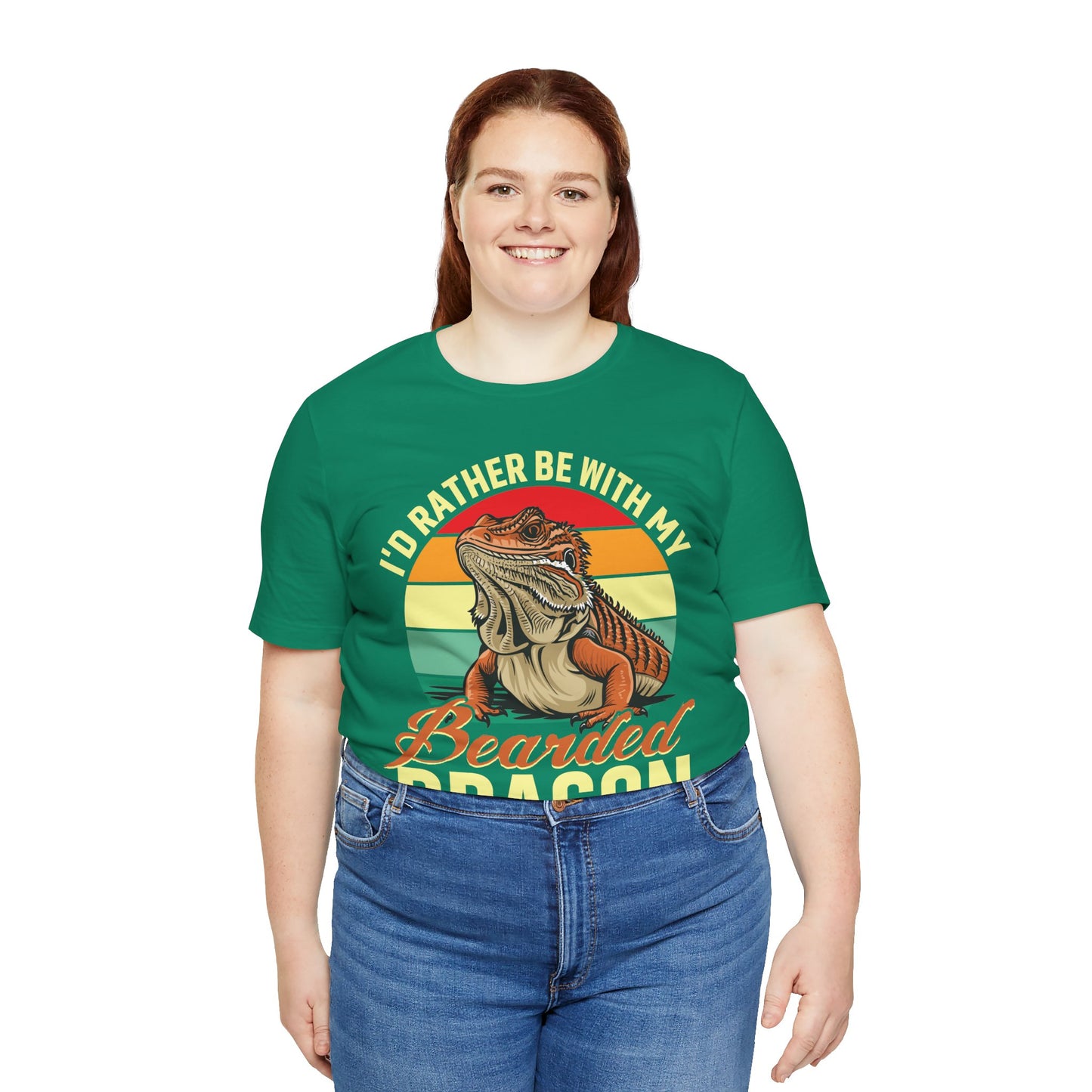 "I'd Rather Be With My Bearded Dragon" Print Unisex Jersey Tee - Casual Everyday Wear - Great for Reptile Lovers