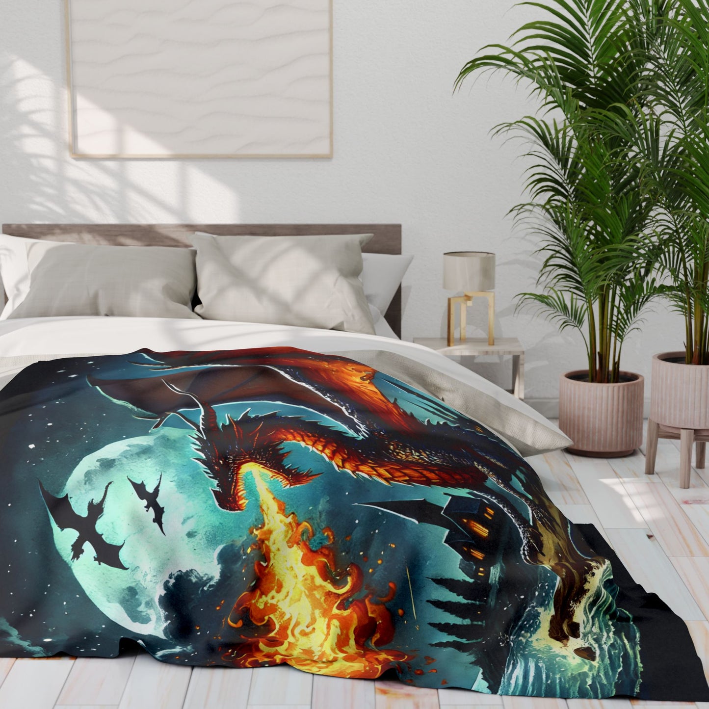 Fire-Breathing Dragon Cozy Arctic Fleece Blanket | Perfect for Home Decor, Gifting, and Cozy Nights - Snuggle up with a Dragon