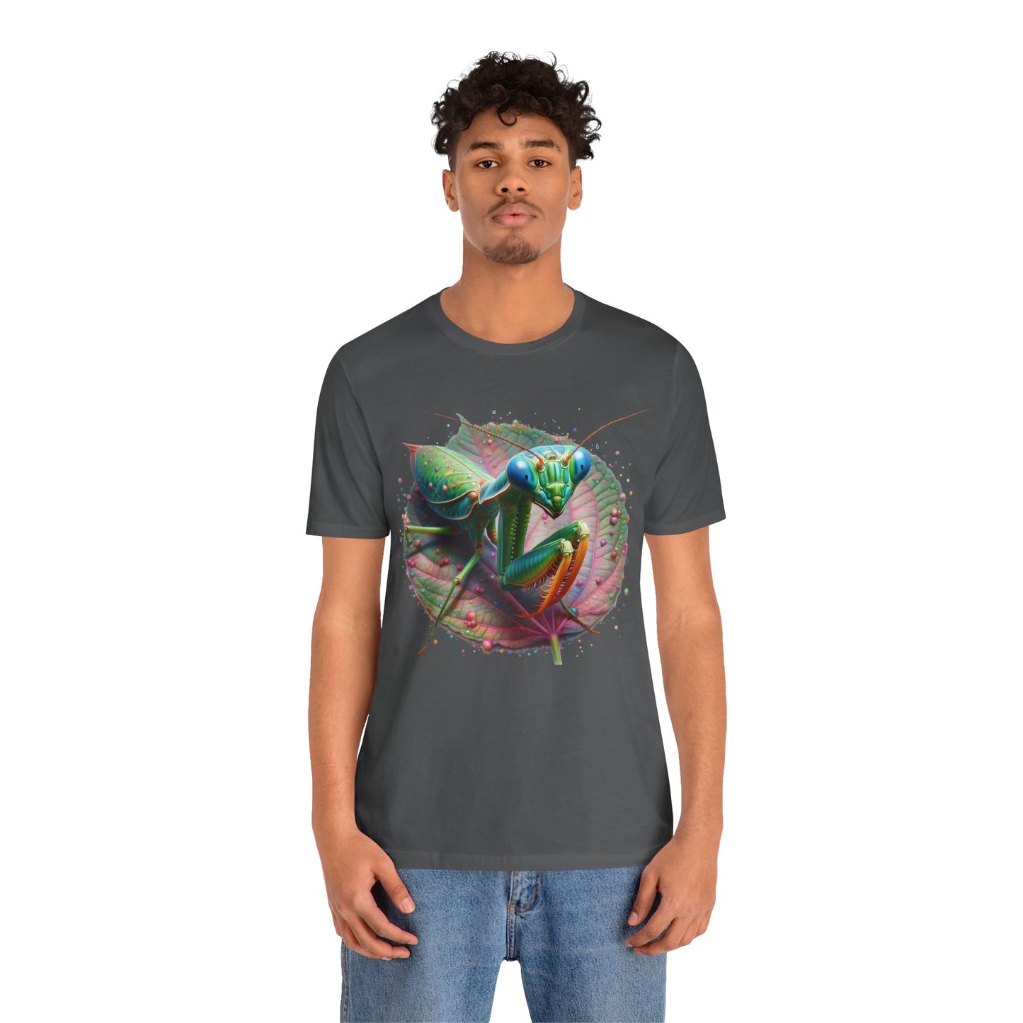 Mantis on a Leaf Unisex Jersey Tee - Casual Everyday Wear - Great for Reptile Lovers