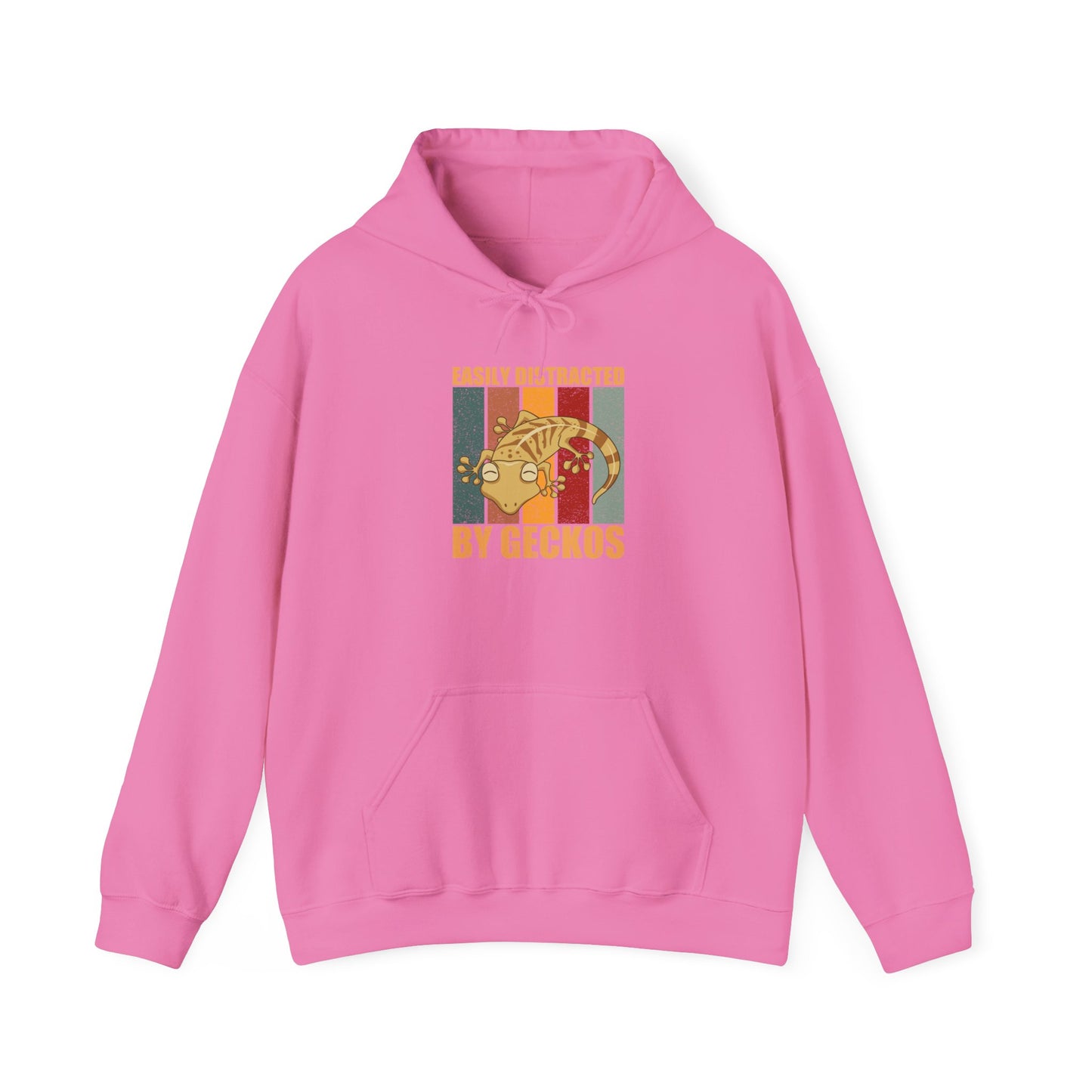 "Easily Distracted by Geckos" Unisex Hooded Sweatshirt with Bold Print - Great for Reptile Lovers