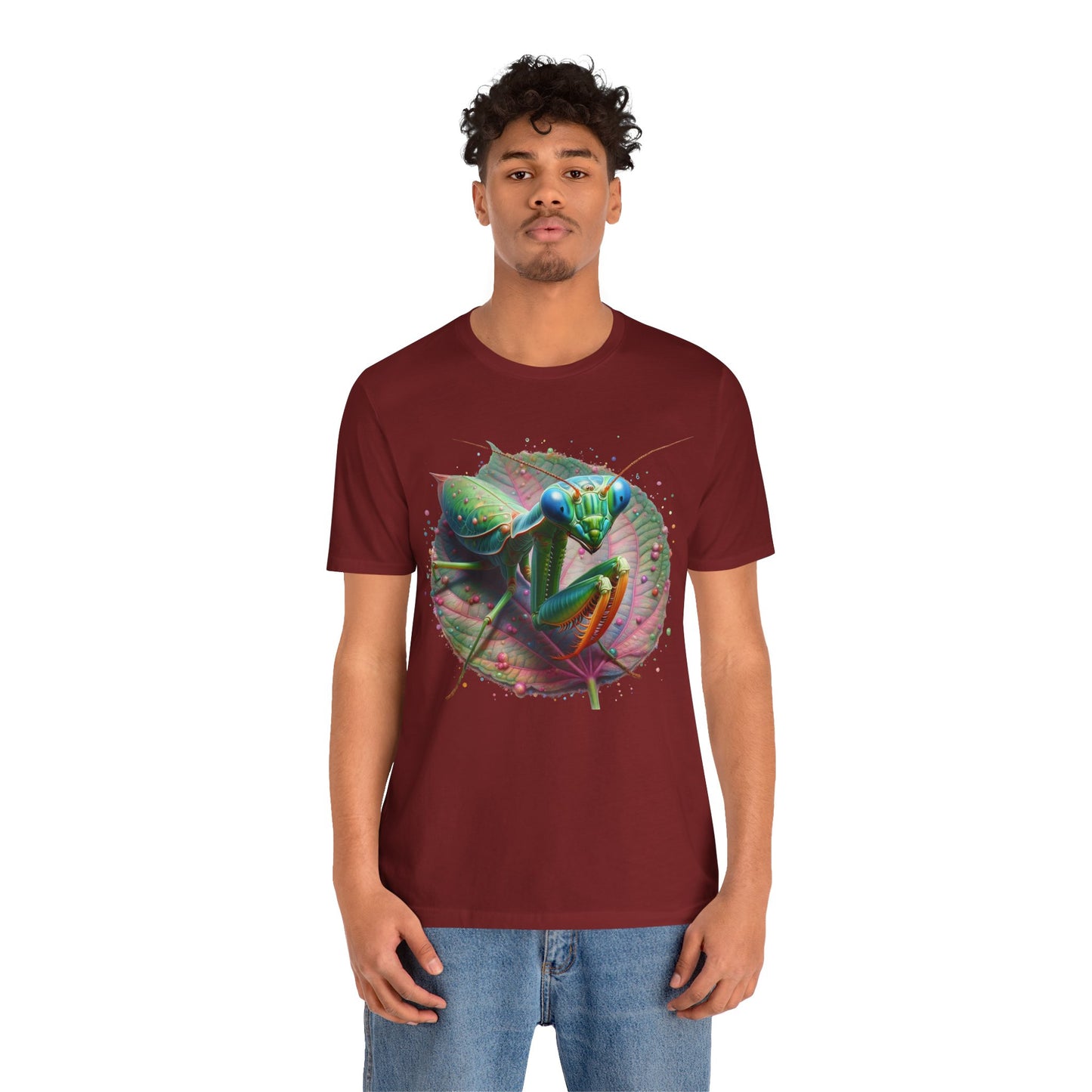 Mantis on a Leaf Unisex Jersey Tee - Casual Everyday Wear - Great for Reptile Lovers