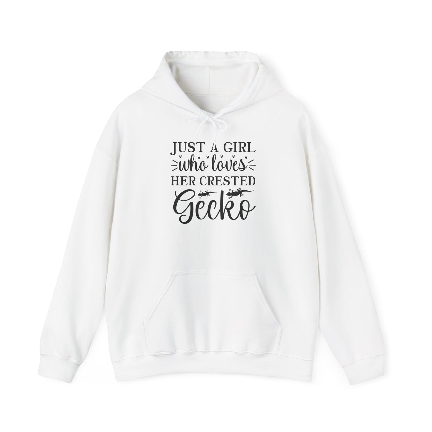 "Just a Girl Who Loves Her Crested Gecko" Unisex Hooded Sweatshirt with Bold Print - Great for Reptile Lovers