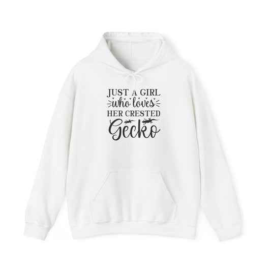 "Just a Girl Who Loves Her Crested Gecko" Unisex Hooded Sweatshirt with Bold Print - Great for Reptile Lovers