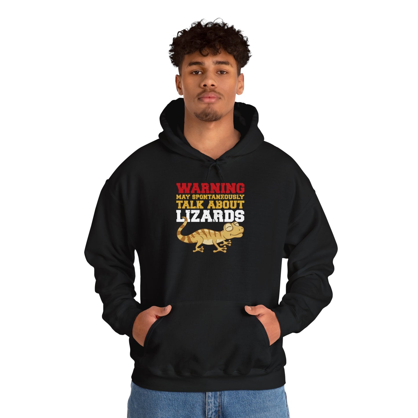 "May Spontaneously Talk About Lizards" Unisex Hooded Sweatshirt with Bold Print - Great for Reptile Lovers