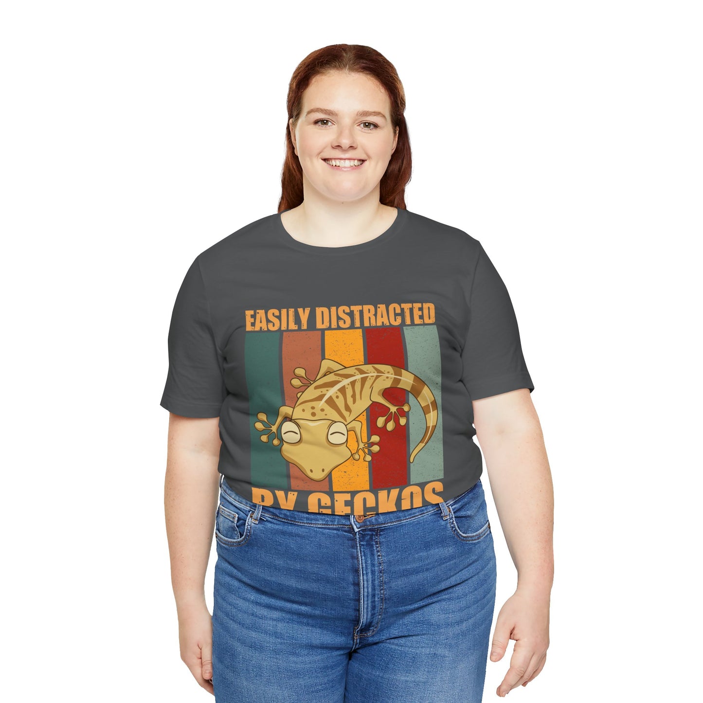 "Easily Distracted By Geckos" Unisex Jersey Tee - Casual Everyday Wear - Great for Reptile Lovers