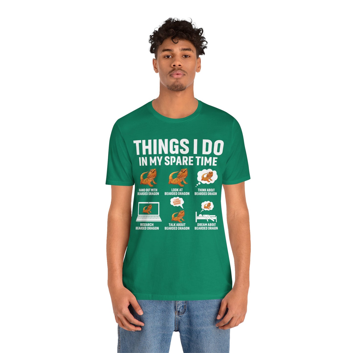 "Things I Do in My Spare Time..Beardie" Unisex Jersey Tee - Casual Everyday Wear - Great for Reptile Lovers