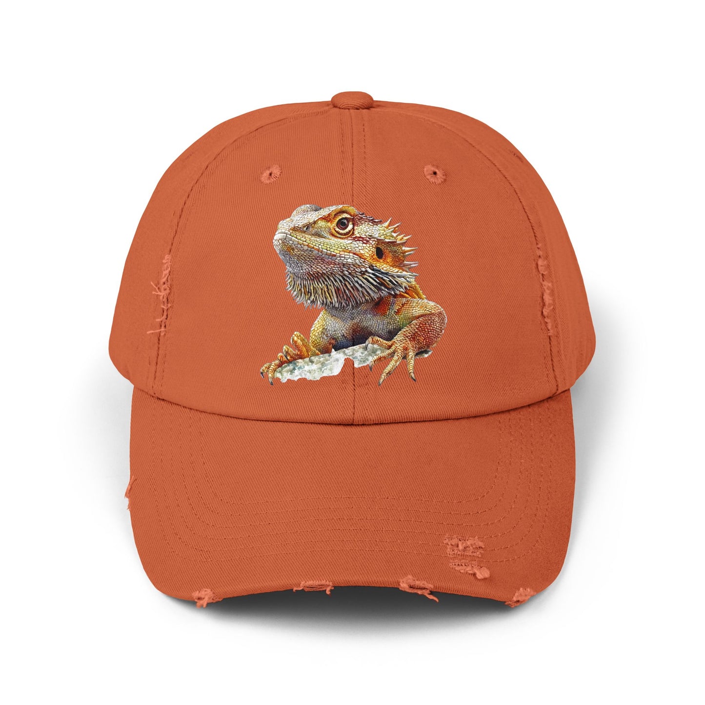 Bearded Dragon Unisex Distressed Cap - Casual Streetwear Hat for Everyday Use - Great for Reptile Lovers