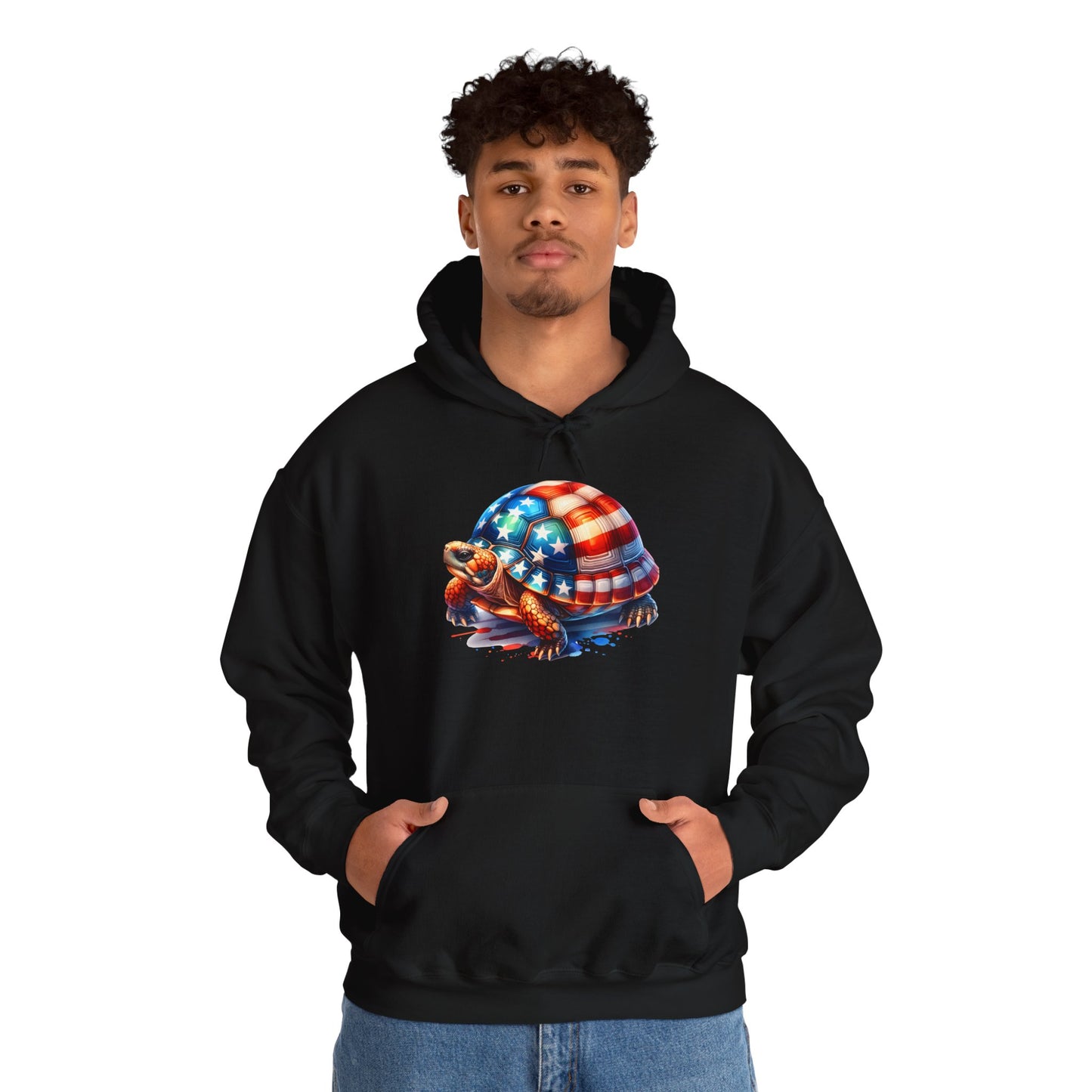 Flag Turtle Cozy Unisex Hooded Sweatshirt with Bold Print - Great for Reptile Lovers