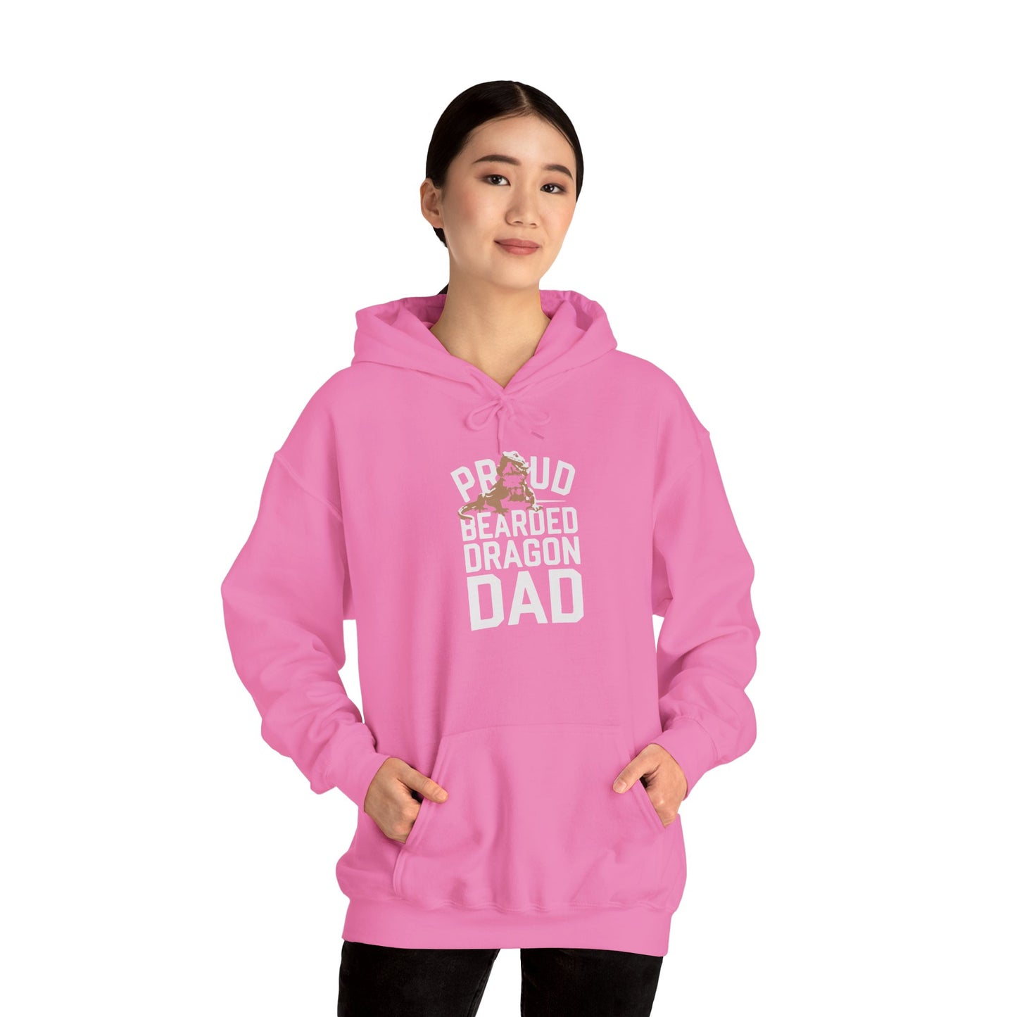 "Proud Bearded Dragon Dad" Unisex Hooded Sweatshirt with Bold Print - Great for Reptile Lovers