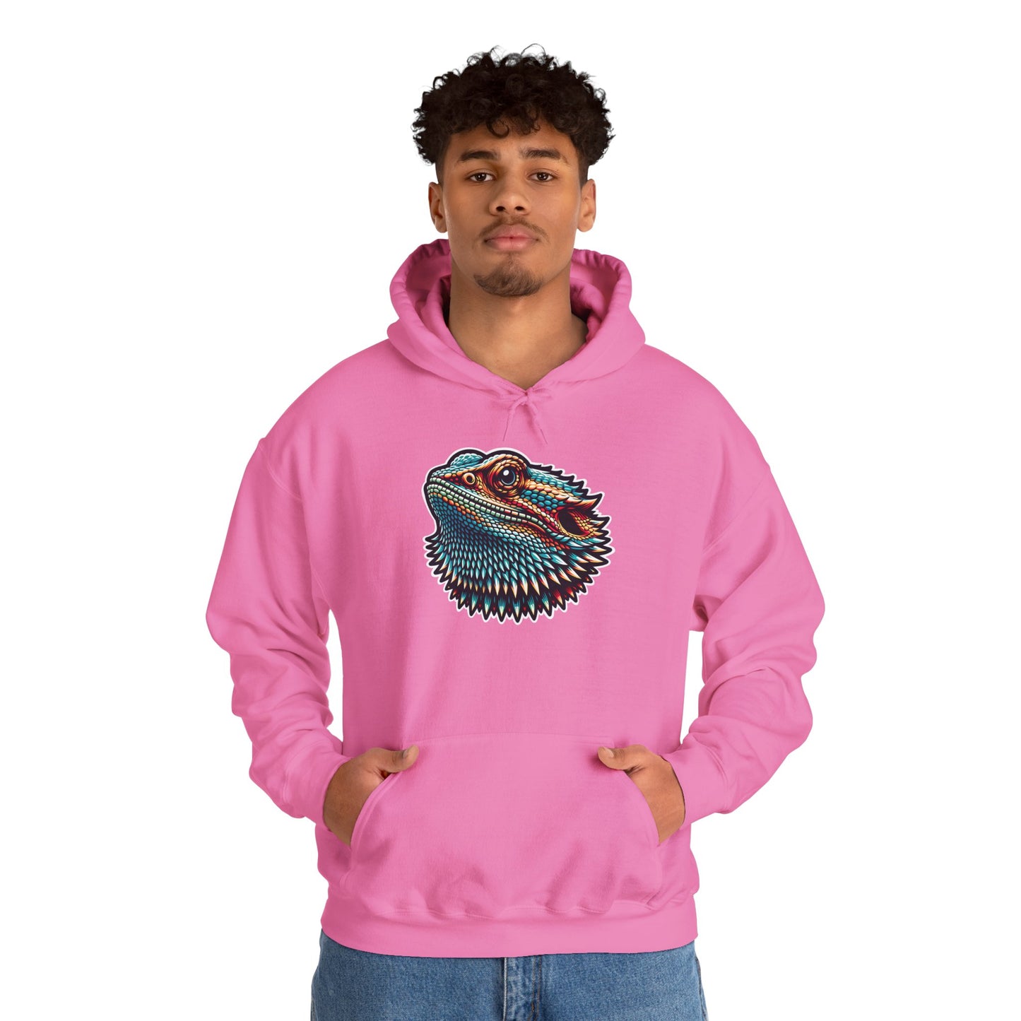 Beardie Head Unisex Hooded Sweatshirt with Bold Print - Great for Reptile Lovers