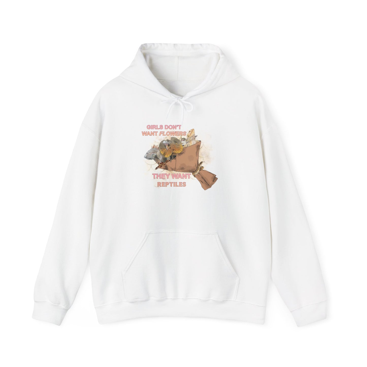 "Girls Don't Want Flowers" Unisex Hooded Sweatshirt with Bold Print - Great for Reptile Lovers