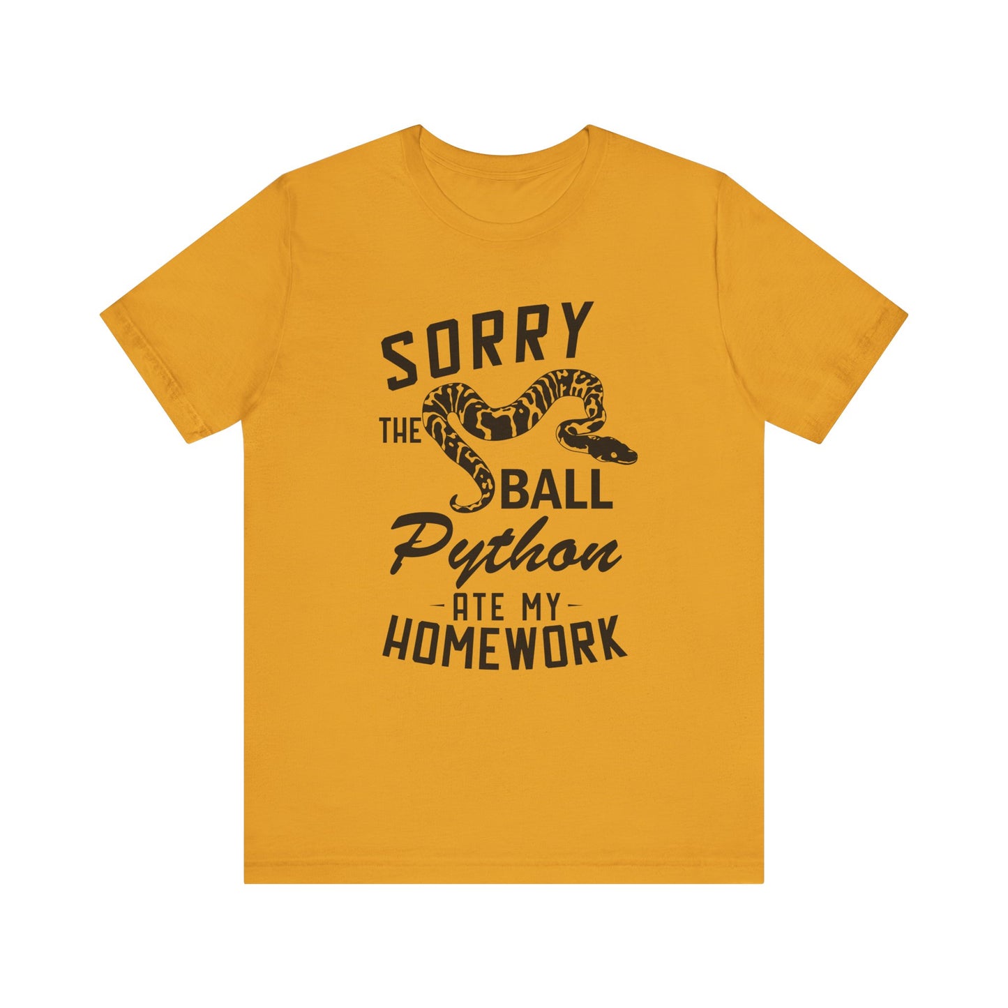 "The Ball Python Ate My Homework" Unisex Jersey Tee - Casual Everyday Wear - Great for Reptile Lovers