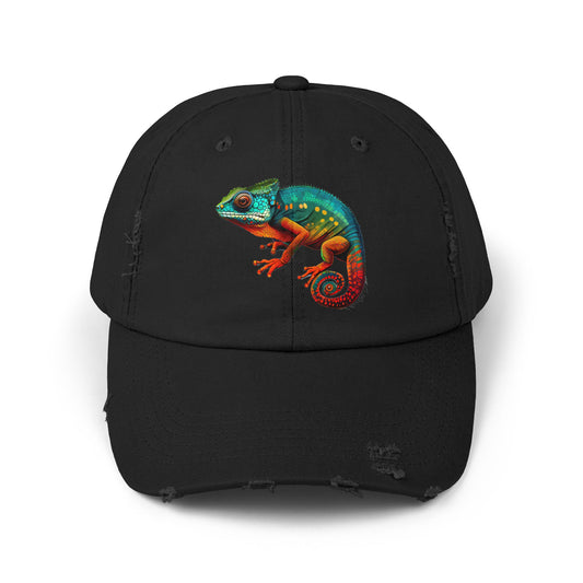 Chameleon Unisex Distressed Cap - Casual Streetwear Hat for Everyday Use - Great for Reptile Lovers