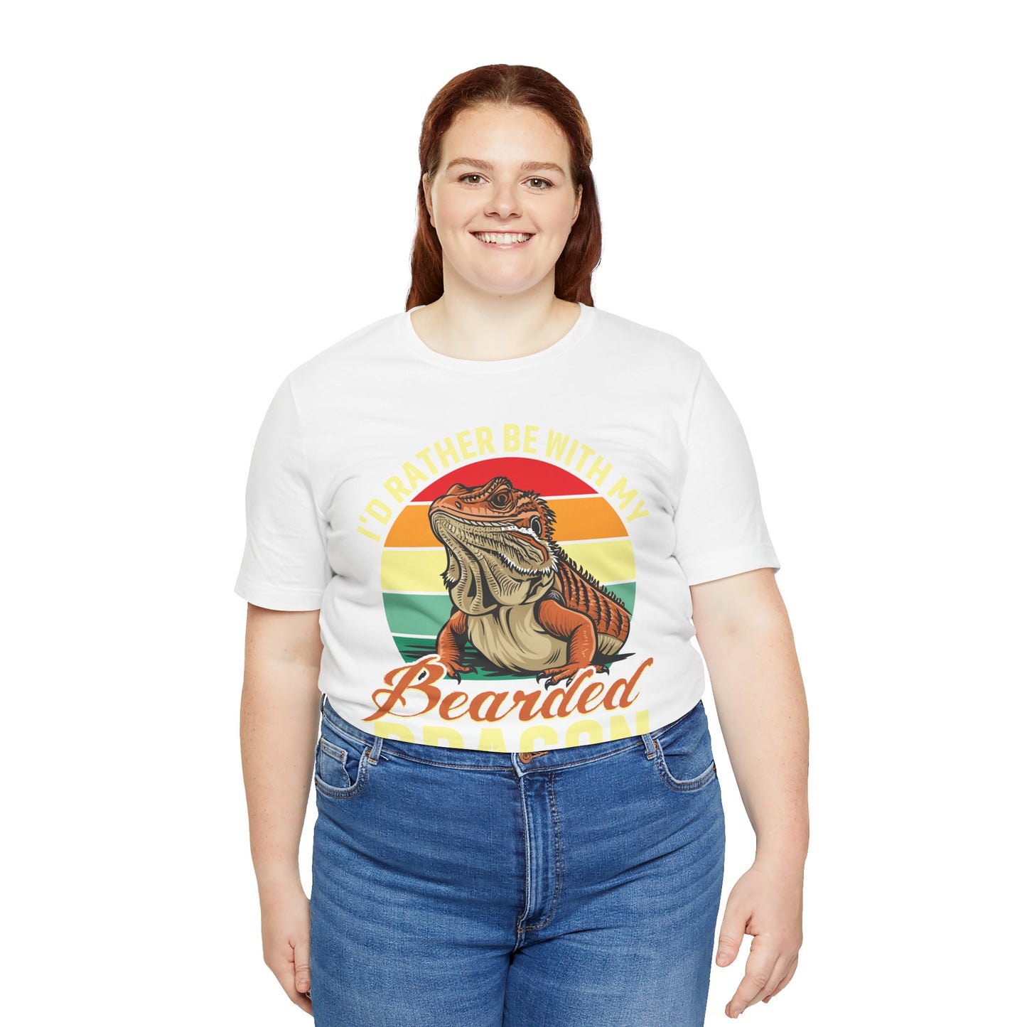 "I'd Rather Be With My Bearded Dragon" Print Unisex Jersey Tee - Casual Everyday Wear - Great for Reptile Lovers