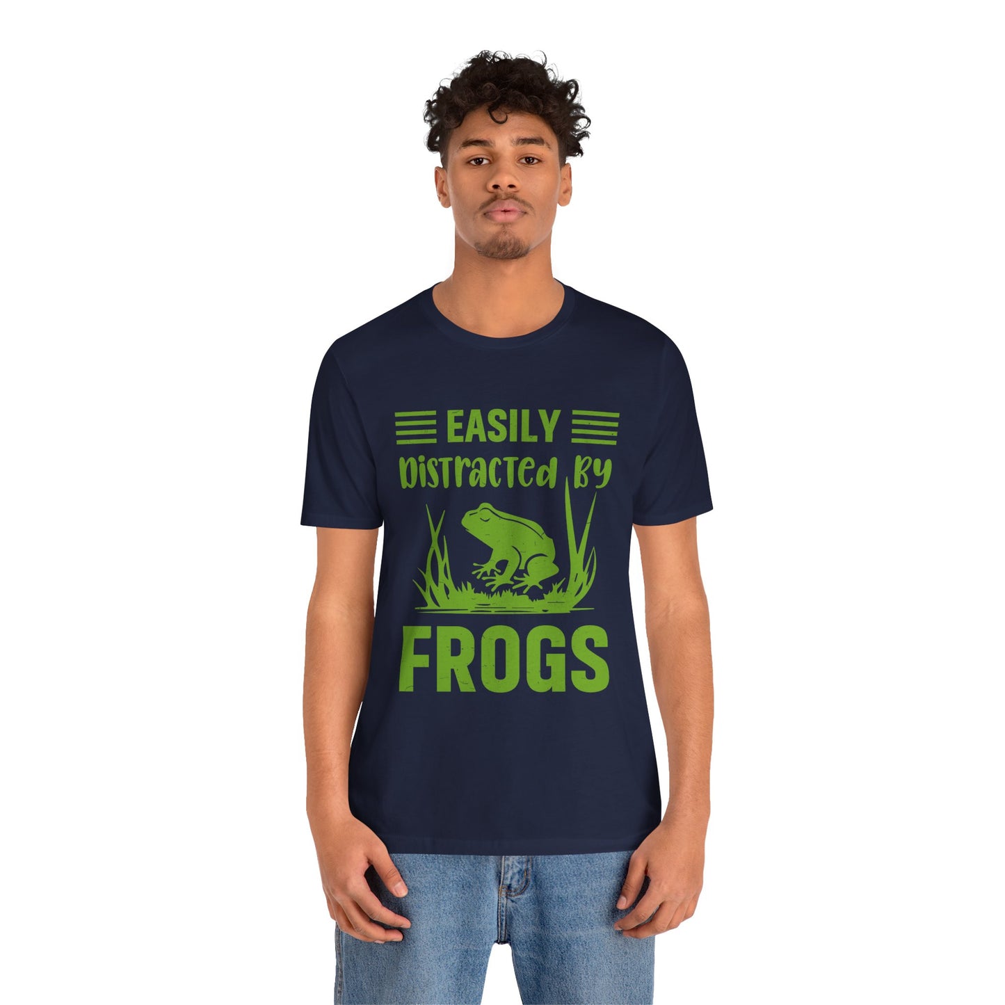 "Easily Distracted by Frogs" Print Unisex Jersey Tee - Casual Everyday Wear - Great for Reptile Lovers