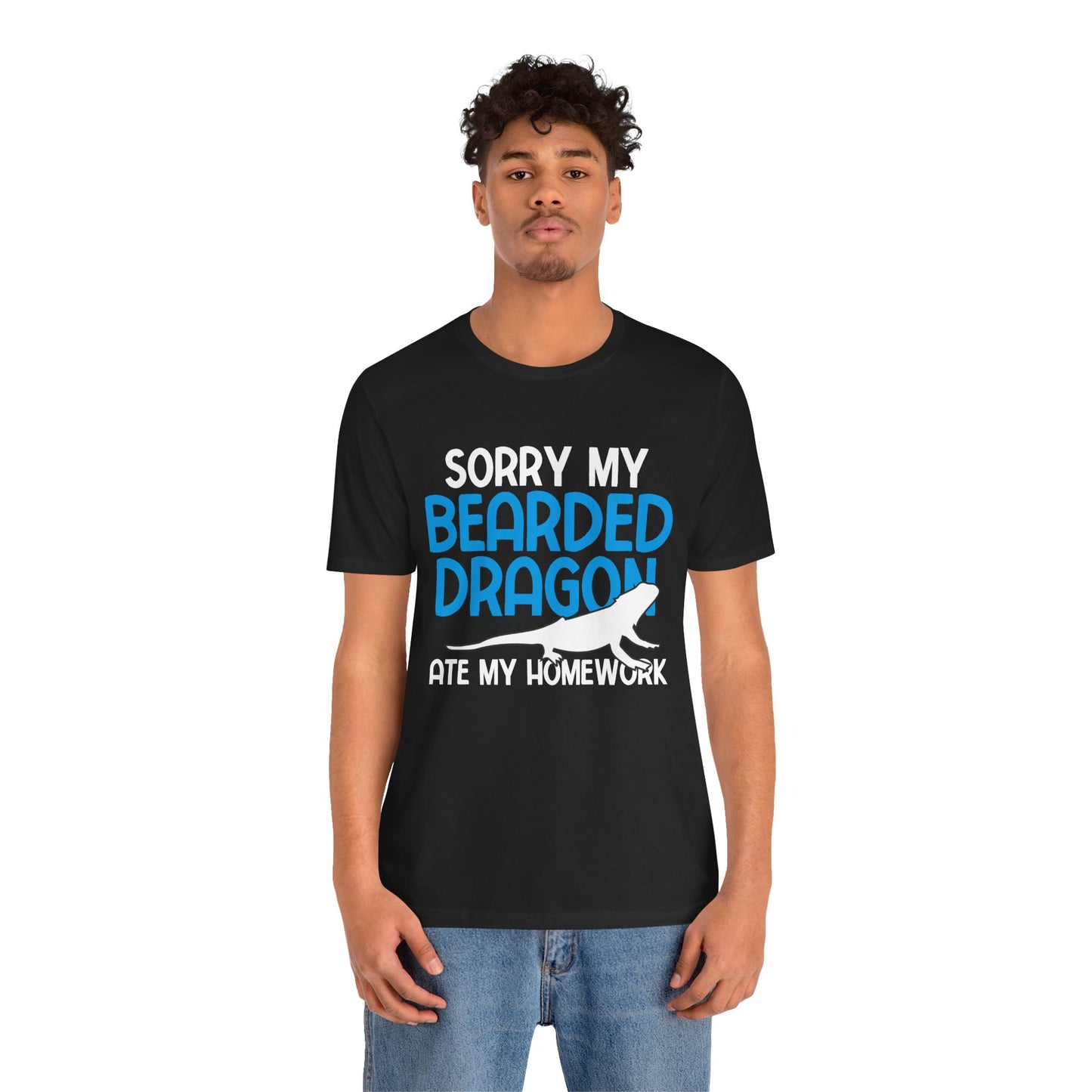 "Bearded Dragon Ate My Homework" Unisex Jersey Tee - Casual Everyday Wear - Great for Reptile Lovers