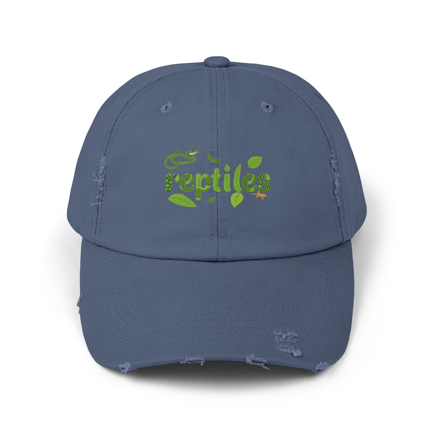 Reptiles Unisex Distressed Cap - Casual Streetwear Hat for Everyday Use - Great for Reptile Lovers