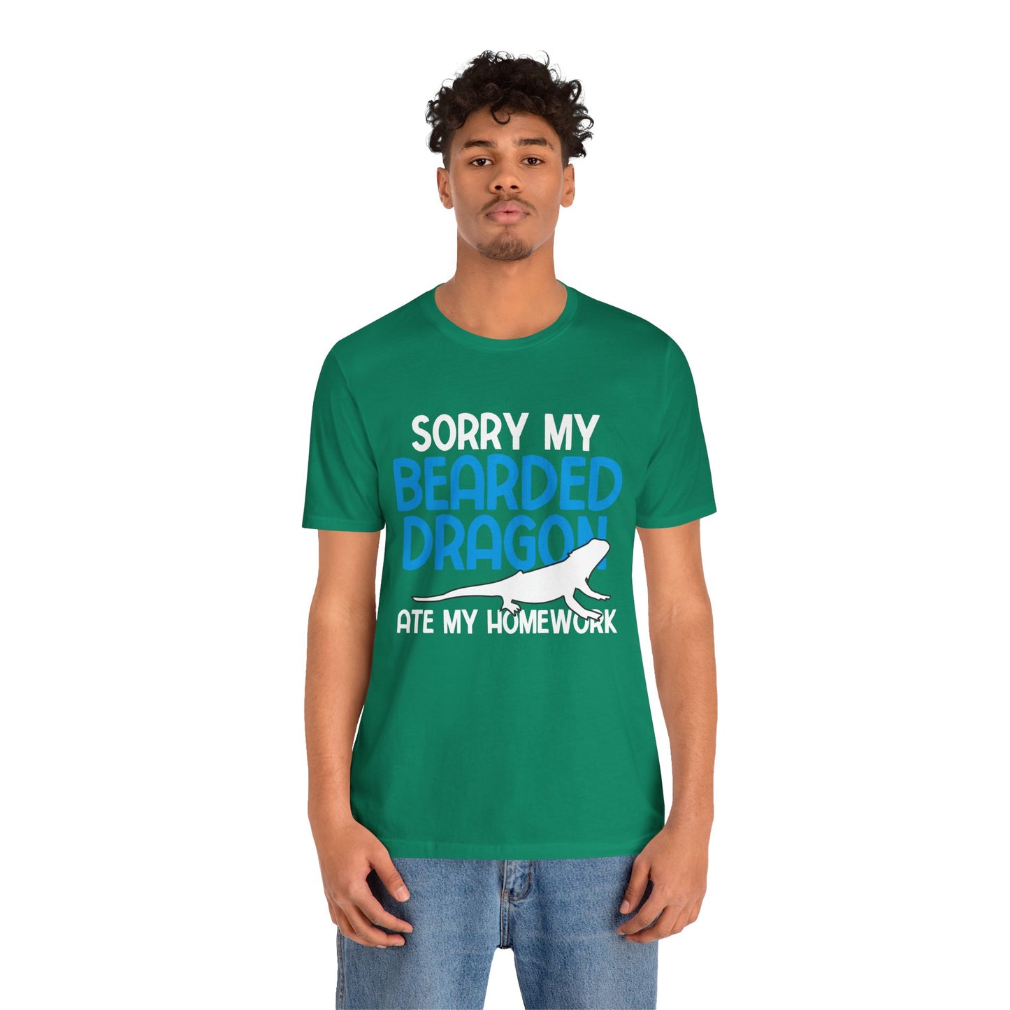 "Bearded Dragon Ate My Homework" Unisex Jersey Tee - Casual Everyday Wear - Great for Reptile Lovers
