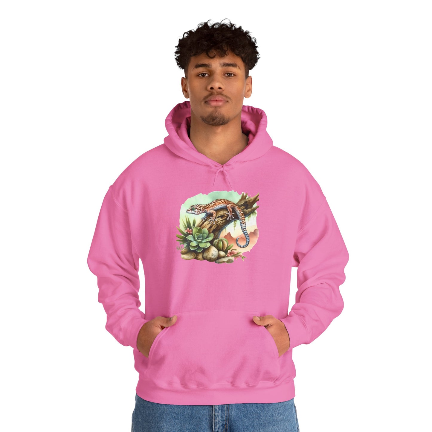 Gecko in a Tree Unisex Hooded Sweatshirt with Bold Print - Great for Reptile Lovers