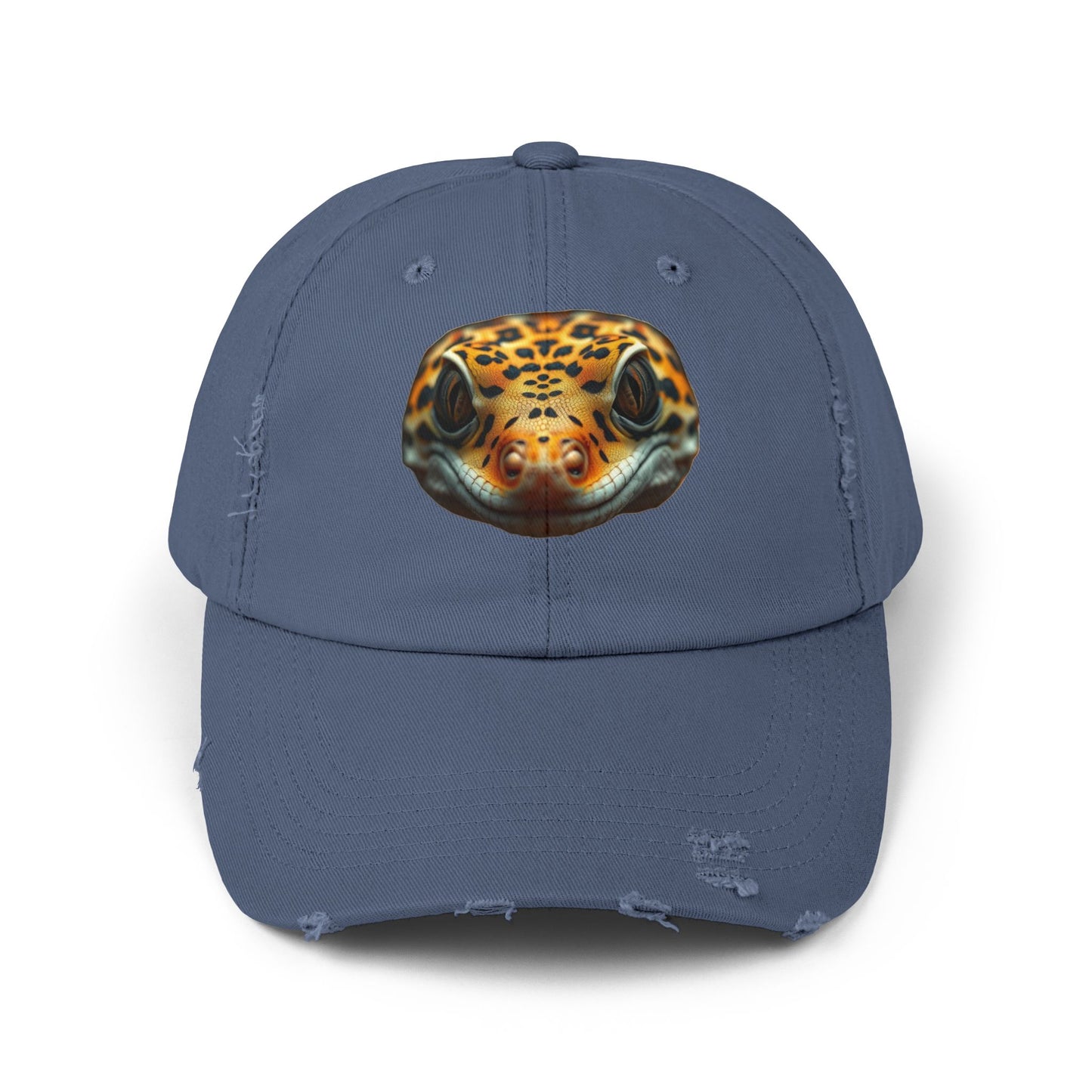 Leopard Gecko Unisex Distressed Cap - Casual Streetwear Hat for Everyday Use - Great for Reptile Lovers